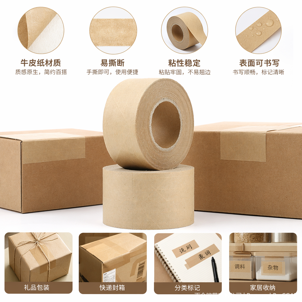 棕色牛皮纸胶带卷 水暖专用纳米胶 亚克力圆形PE镭射胶带