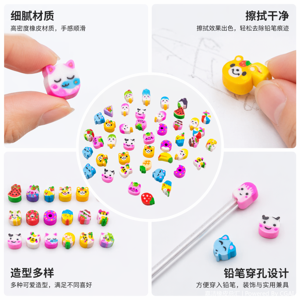 嘉洁橡皮热摩擦彩色卡通橡皮擦文具橡皮