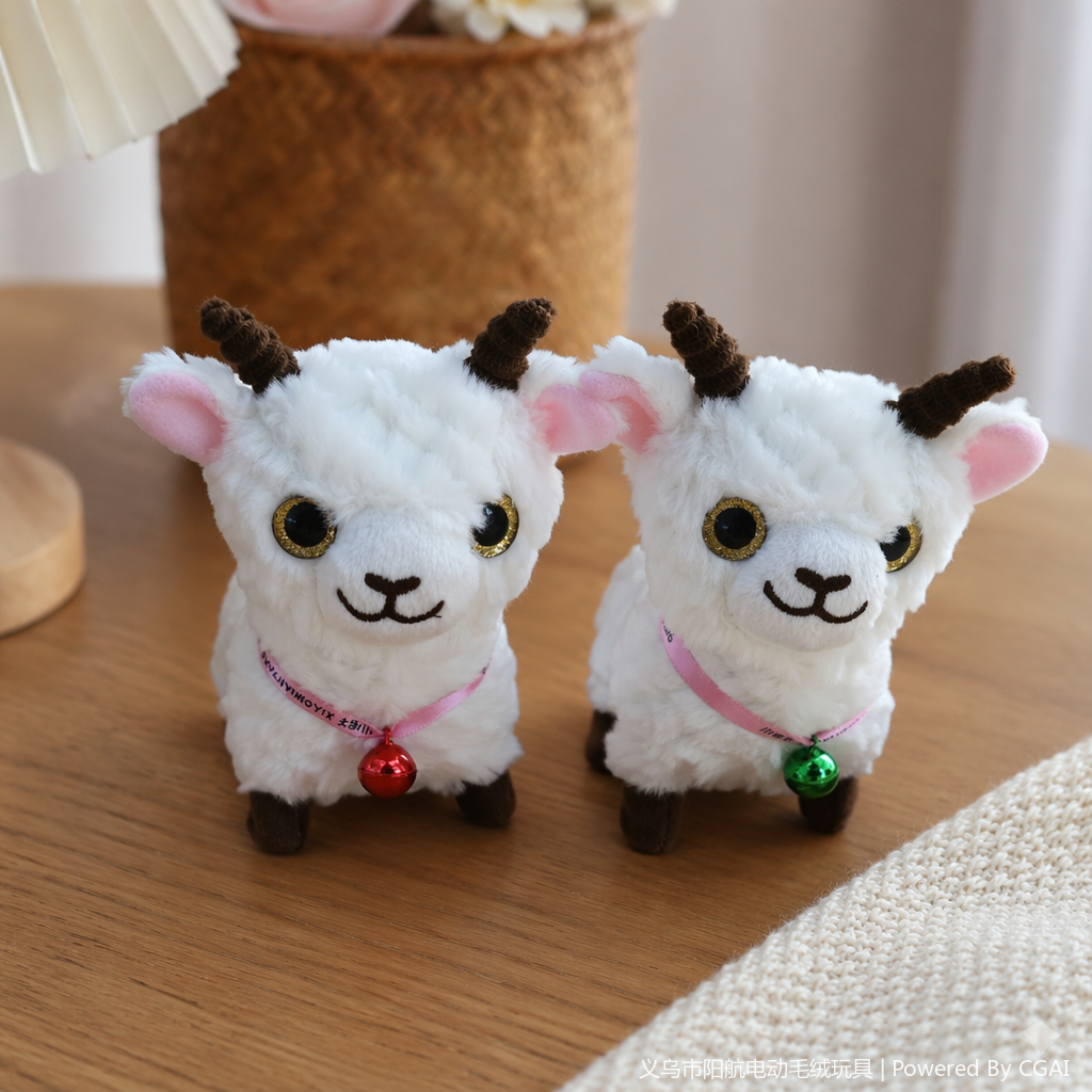 White plush goat doll, plush figurine, Qixi Festival gift, plush toy details Picture