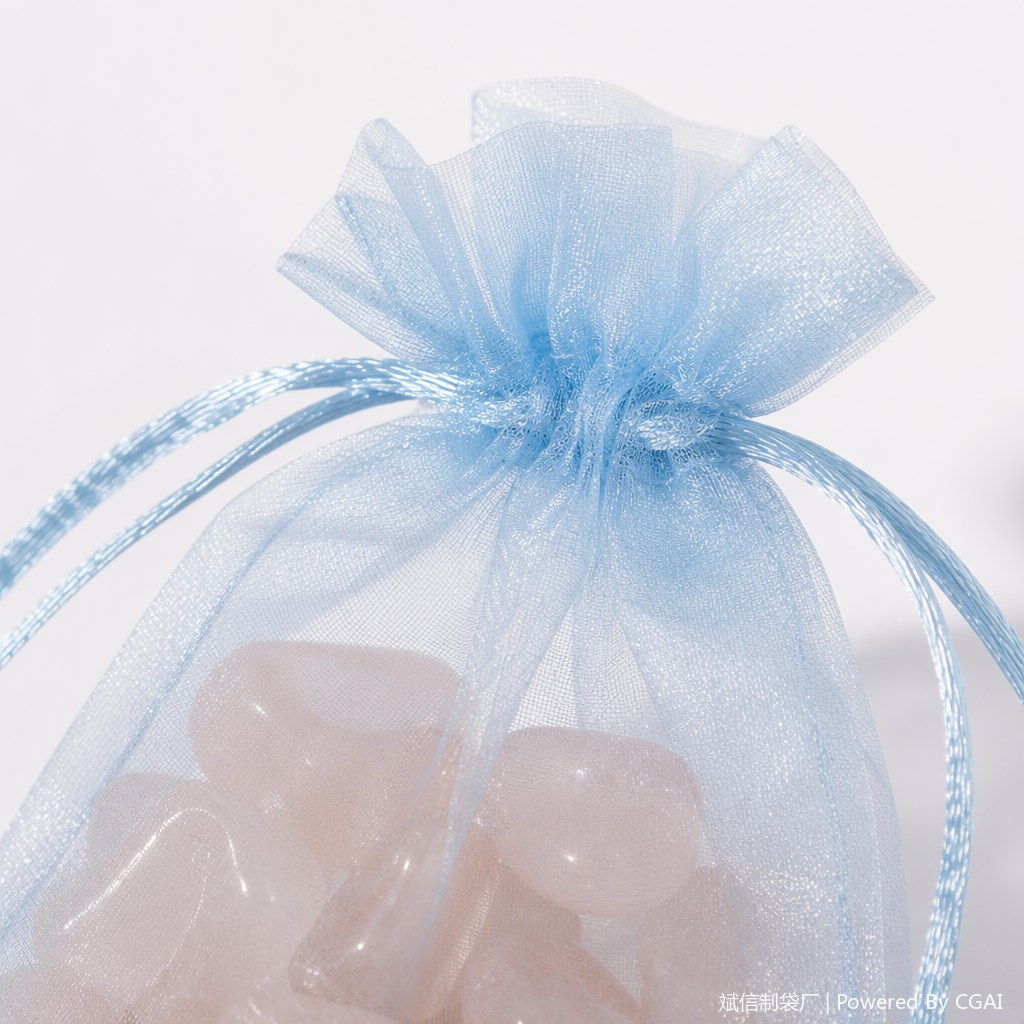 Shanshan Bag-making light blue organza drawstring drawstring bag for powder crystal silk scarf packaging cloth bag Application Scenario