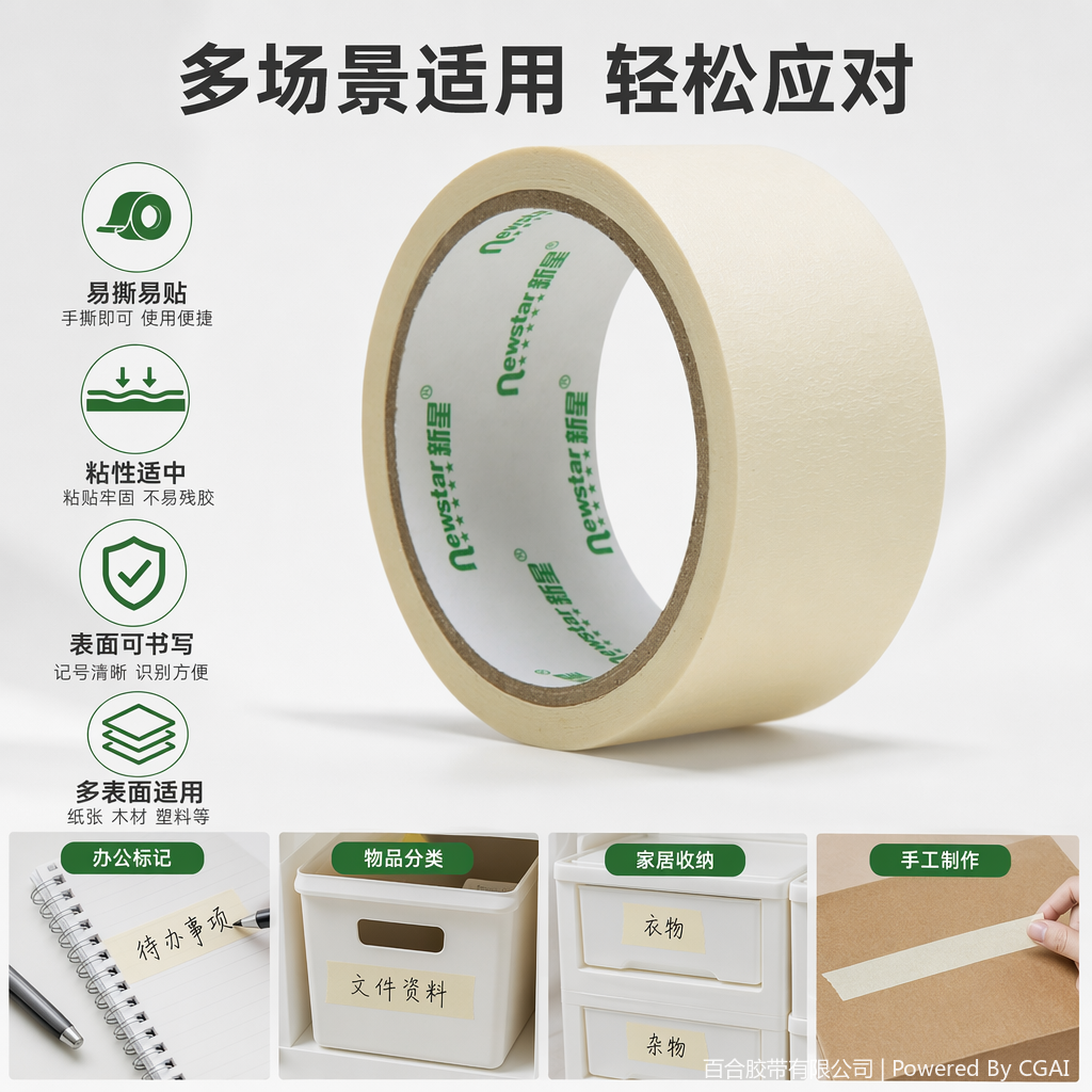 米白色3CM美纹纸胶带封装打包专用双面定制