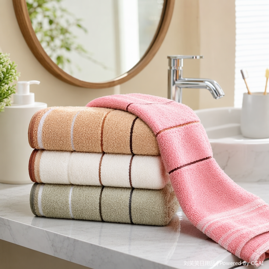 Colorful striped ice-feel sports towel for hotel use, stacked style details Picture