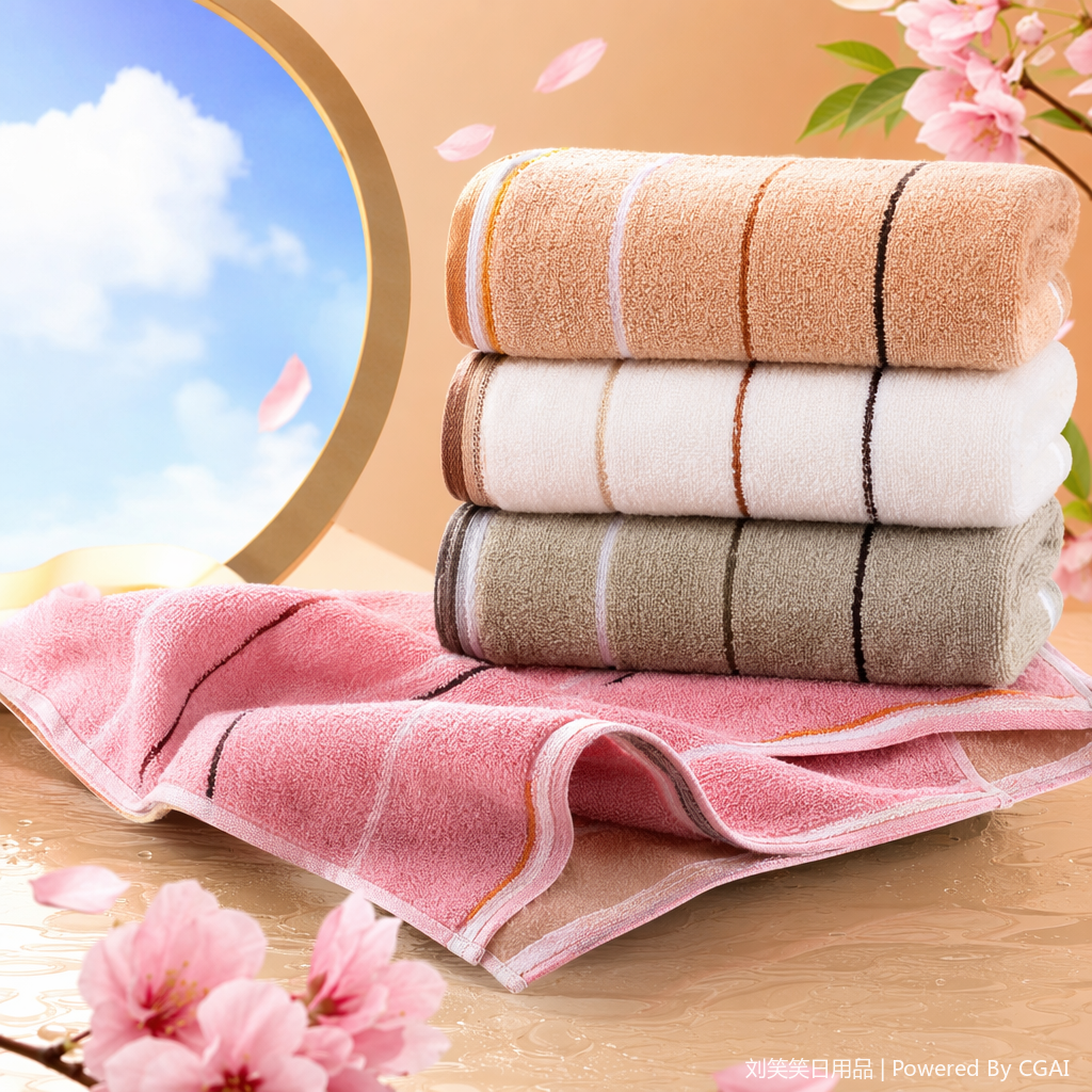 Colorful striped ice-feel sports towel for hotel use, stacked style Specification image