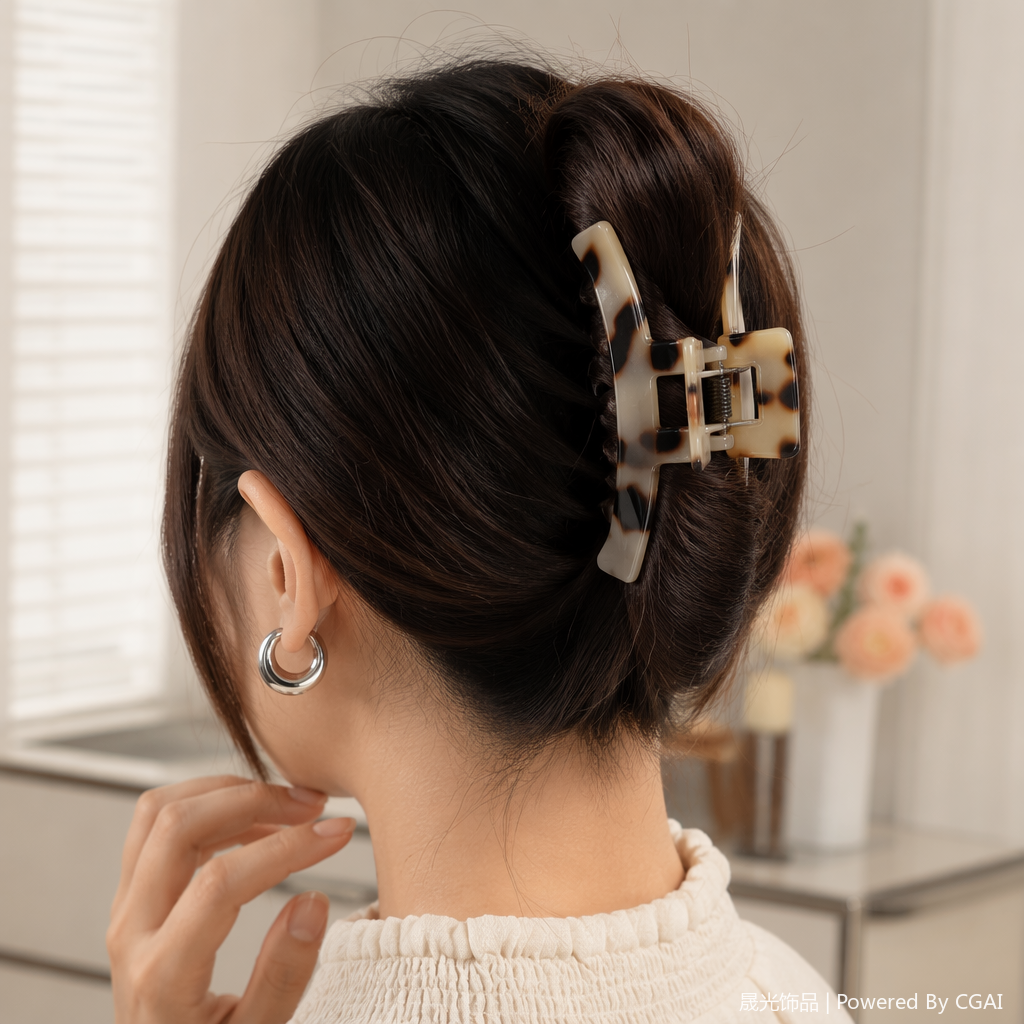 Three types of tortoiseshell patterned large claw clips for ladies, hairpin accessories details Picture