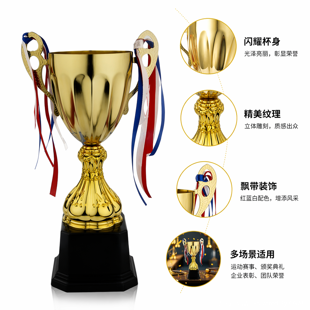 鸿运金色水晶奖杯篮球奖品礼物金属奖杯奖牌