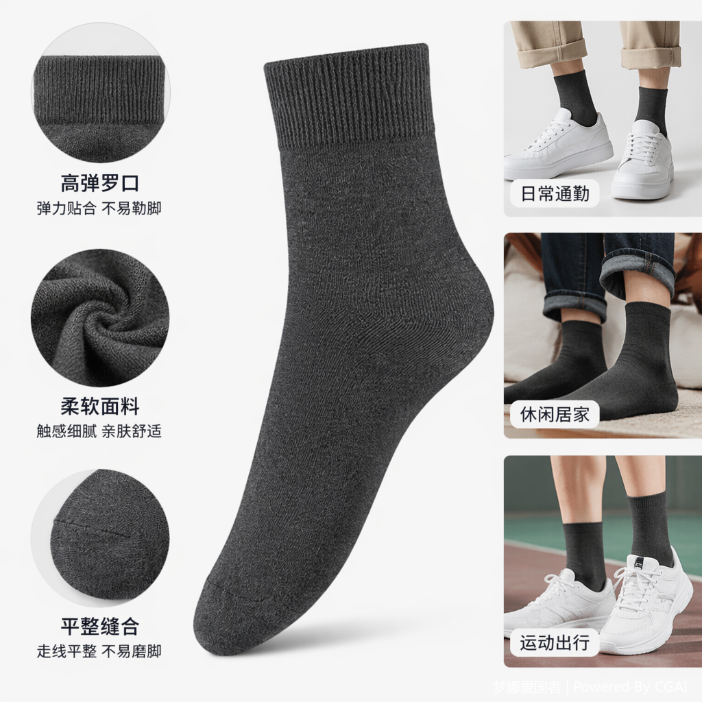 深灰色运动休闲棉袜男女长款潮流一次性袜子