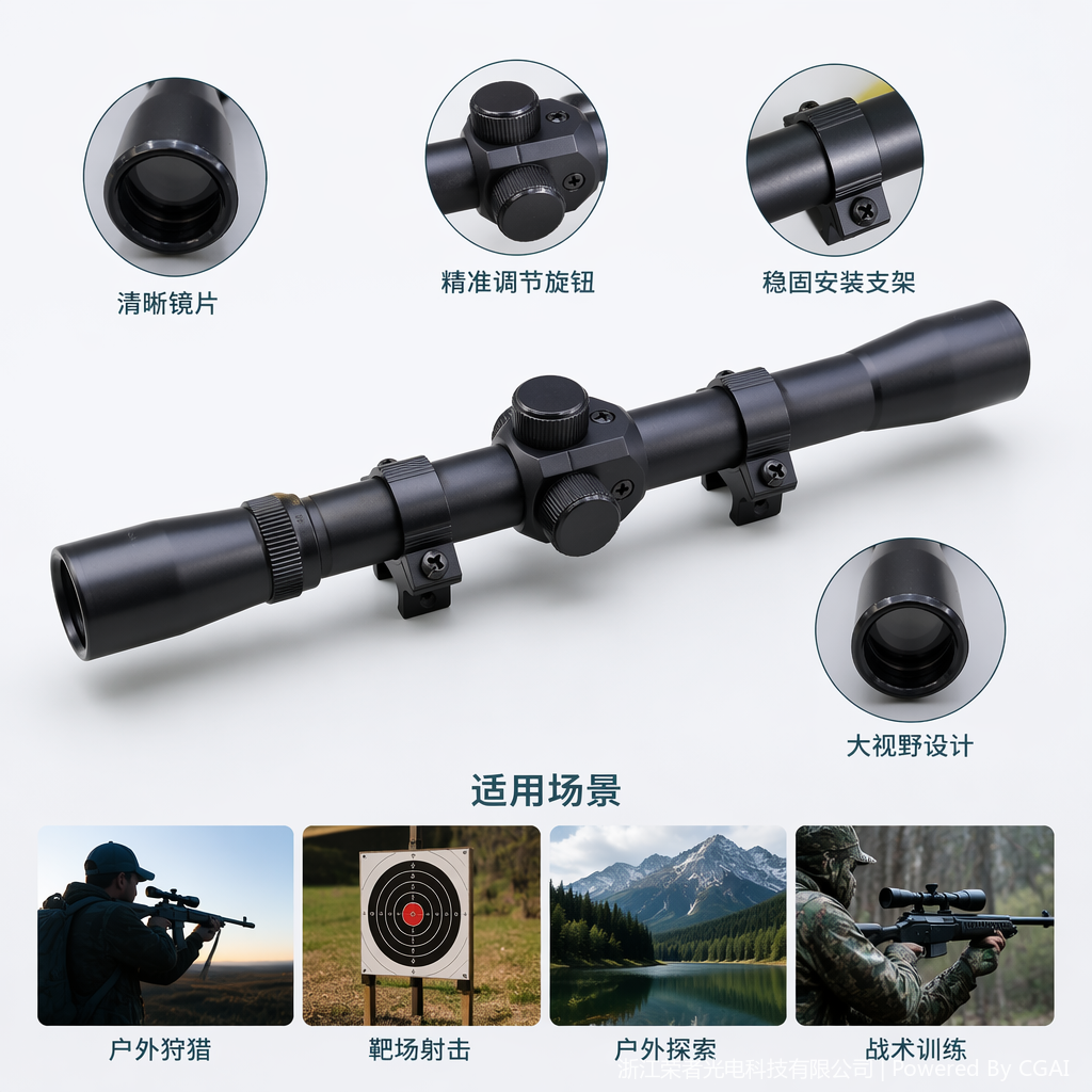 Free Tiger Black Red Dot Sight, waterproof and anti-fog, compatible tactical rail, all-metal material, holographic red dot outdoor shooting accessory 4X20