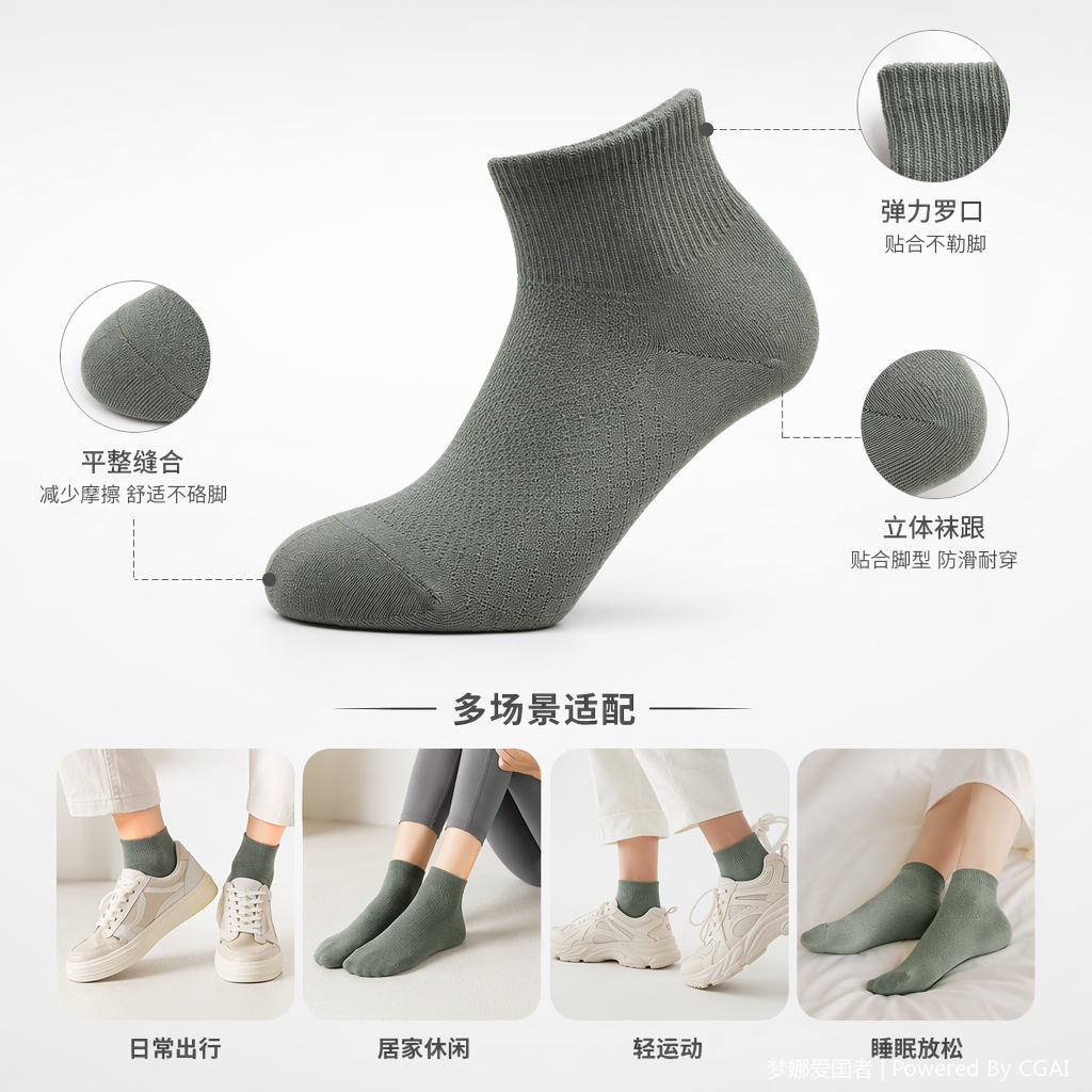 Grayish-green invisible boat socks for boys, spring and summer cartoon short socks, disposable socks for men, versatile