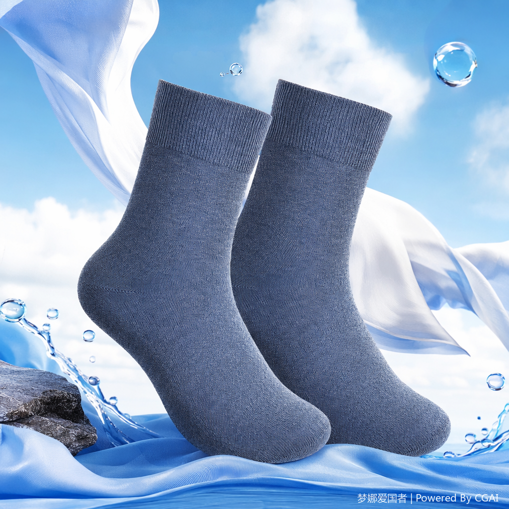 Denim blue sporty casual cotton socks for men and women, long trendy socks, disposable men's socks Specification image