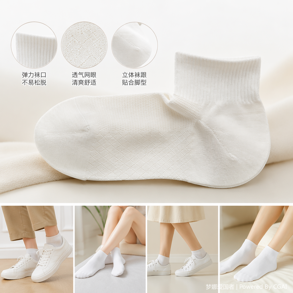 Boat socks, invisible socks, white short socks, men, children, spring and summer cartoon, one-time versatile