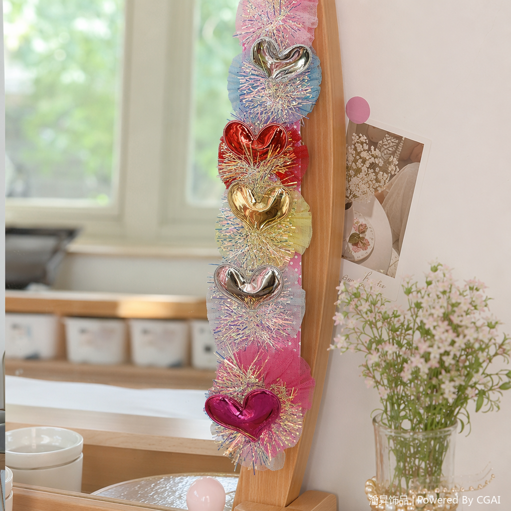 Christmas ribbons, decals, colorful heart-shaped decorative ribbons, party wool strips, ribbons, ribbons, colorful strips, open loops details Picture