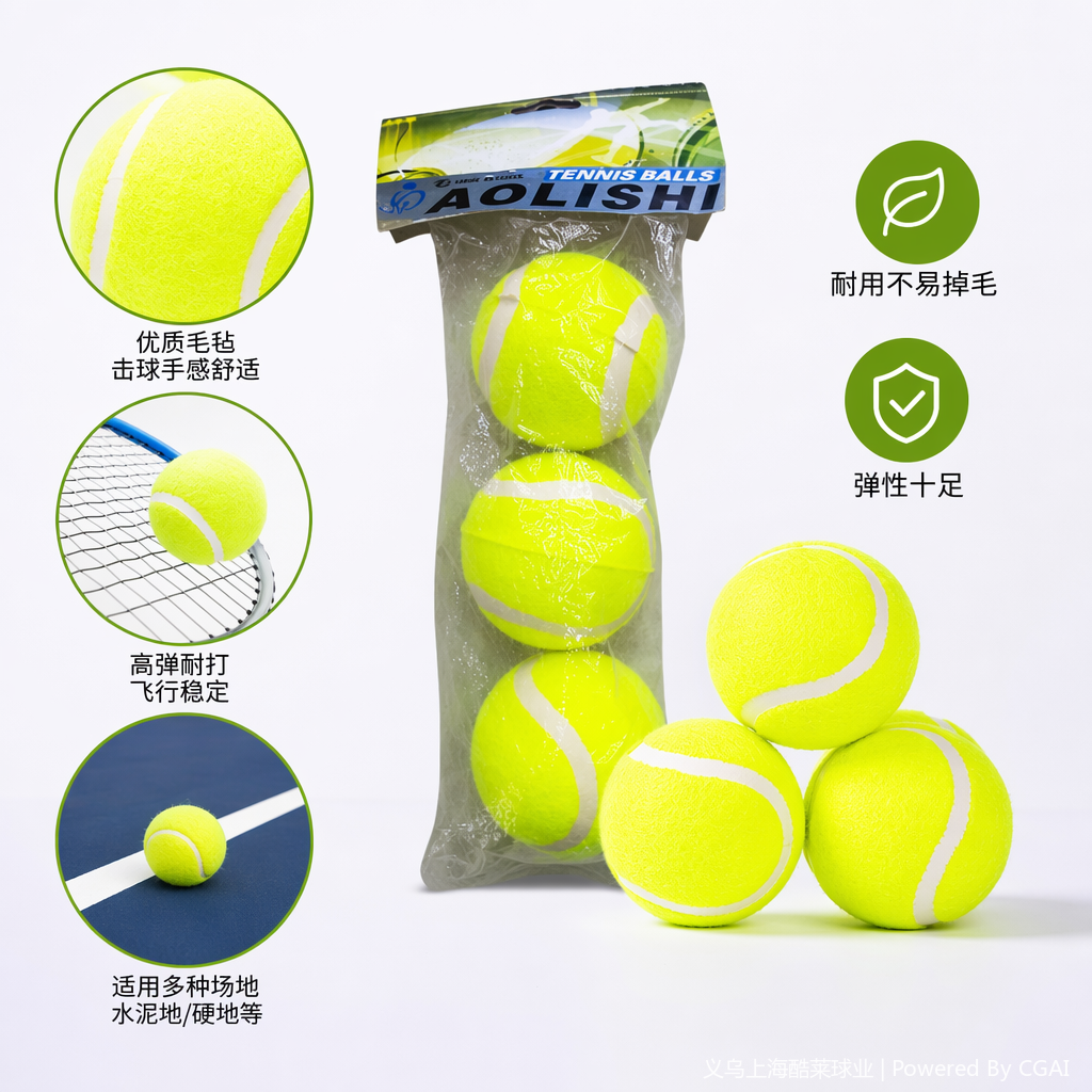 黄色宠物网球三只装 橙色网球 Gold3 Wilson网球拍适配