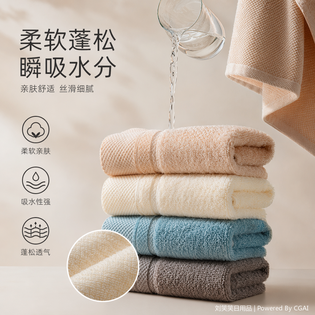 米色白色蓝色灰色堆叠冰感运动酒店毛巾
