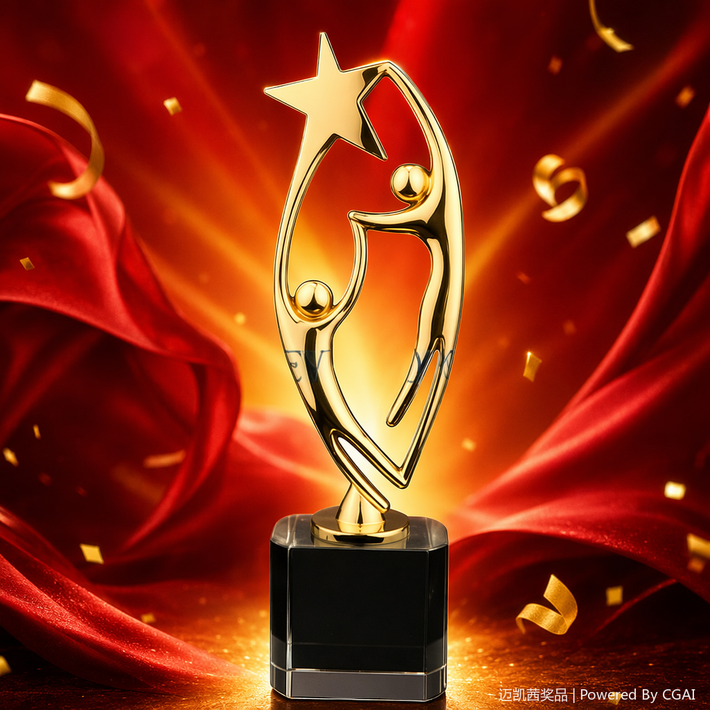 Golden star-shaped figure sculpture crystal trophy, lucky metal basketball prize gifts Specification image