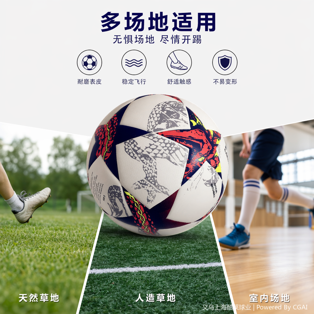 福特波彩色橡胶足球黑白款Minsa品牌标准尺寸