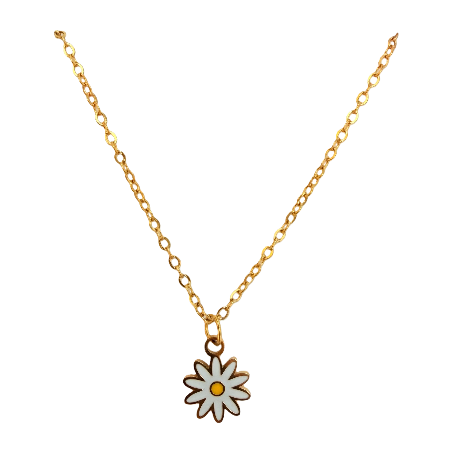 Fresh little Daisy oil-dripping flower stainless steel pendant, spring artistic style girl's outfit, Korean fresh country style accessory, versatile and niche collarbone chain Item Picture