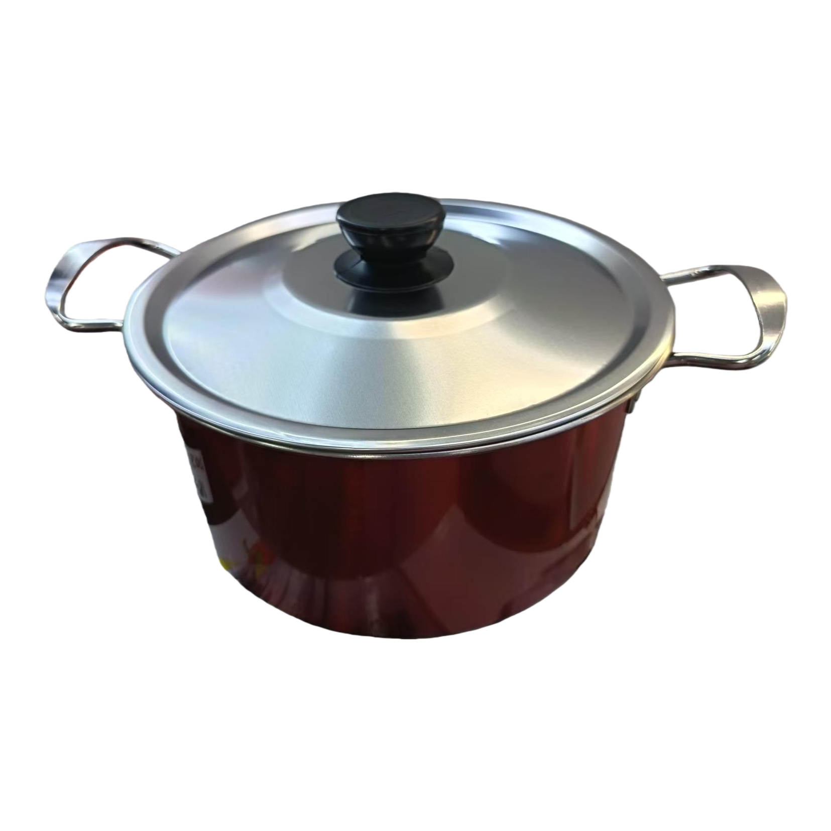 Red cookware with silver LIDS, household woks, frying pans, stew POTS, stainless steel kitchenware Item Picture