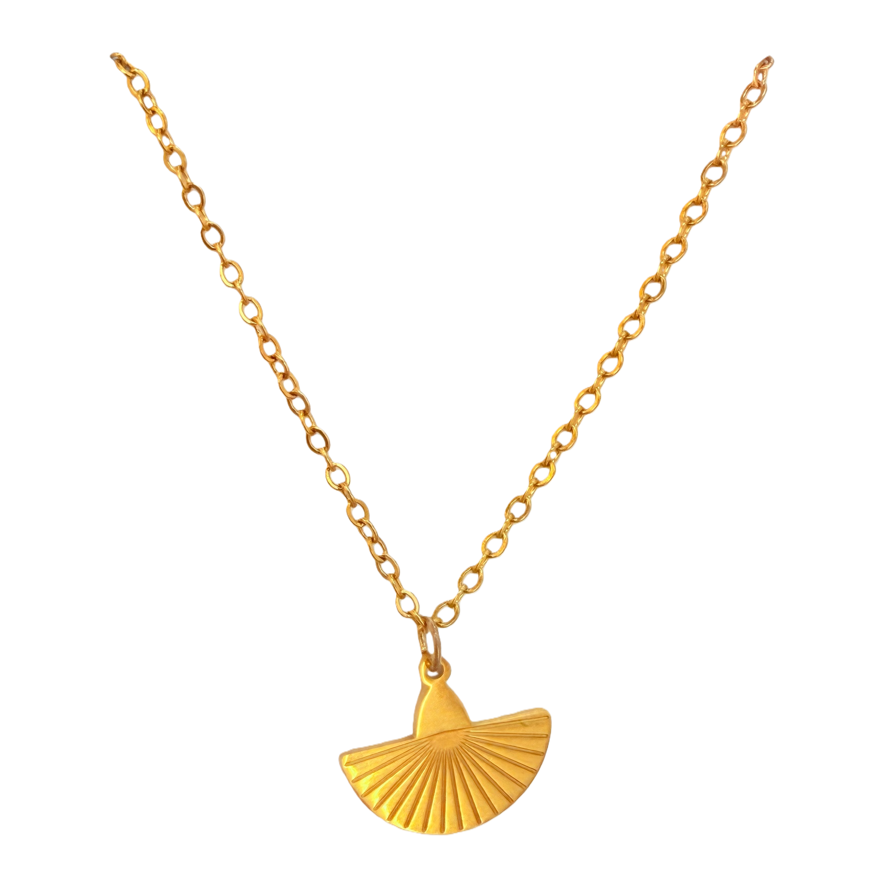 Retro texture fan-shaped vertical pattern pendant necklace, stainless steel minimalist new Chinese style niche design, versatile and elegant lady collarbone chain Item Picture