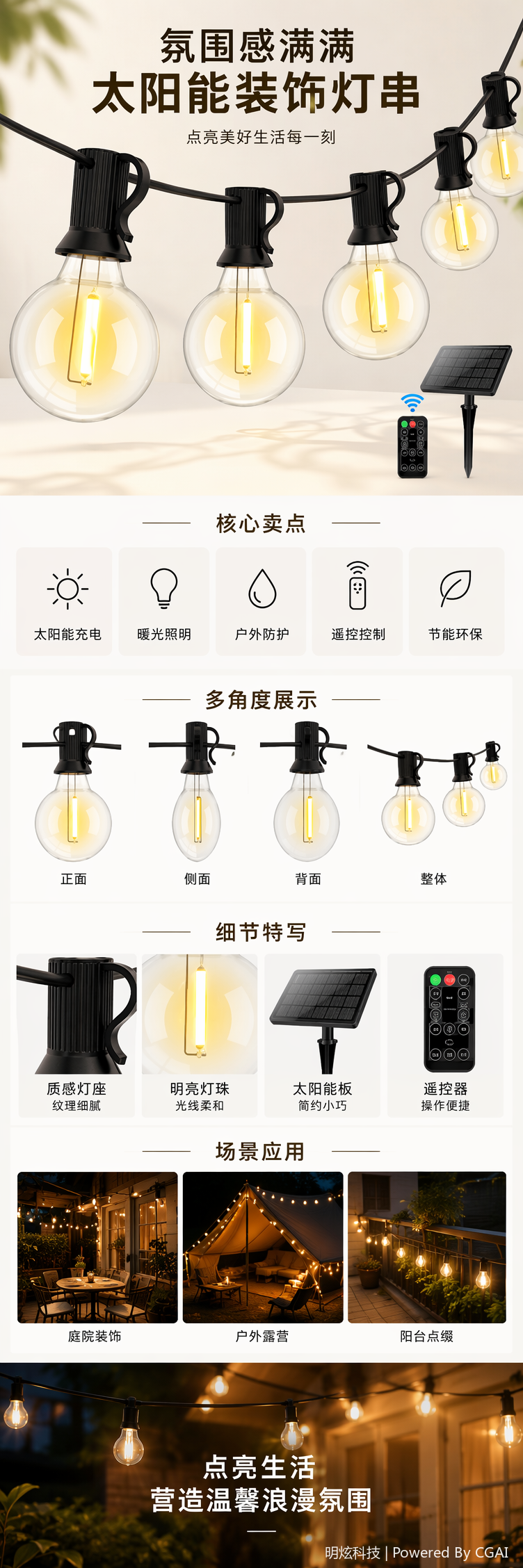 室内LED黑色灯串透明球形灯泡铜线小彩灯圣诞挂件彩灯详情5