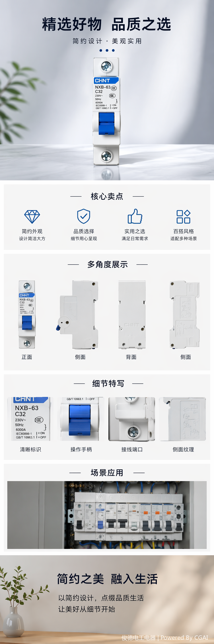 正泰CHINT微型断路器白色空气开关塑壳断路器154428008详情1