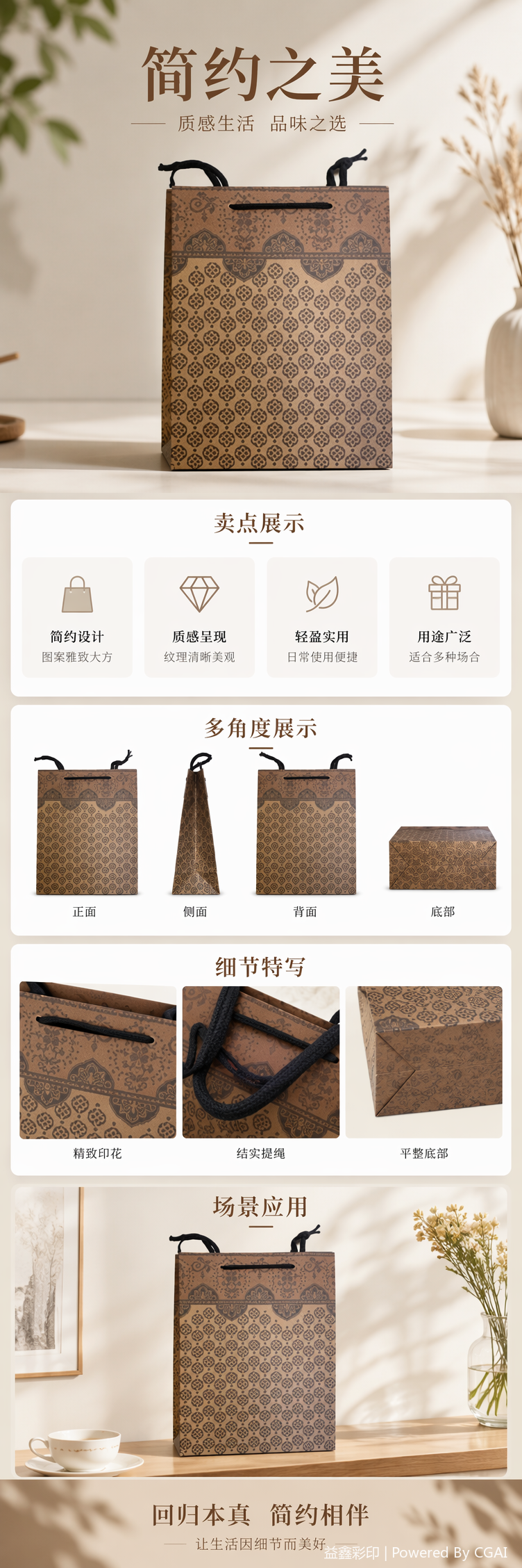 棕色蜂窝牛皮纸造景袋 咖啡杯套喜糖包装纸详情5