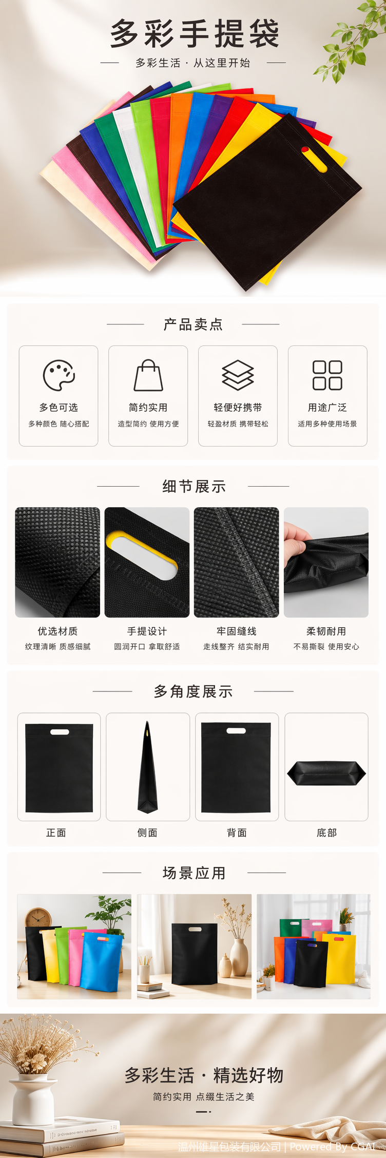 彩色定制无纺布超大服装手提袋行李包装袋编织大号详情5
