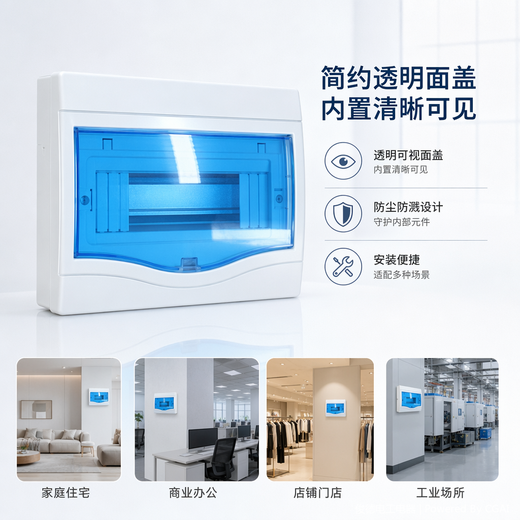 Chint white shell blue transparent cover distribution box, electricity meter box and control box