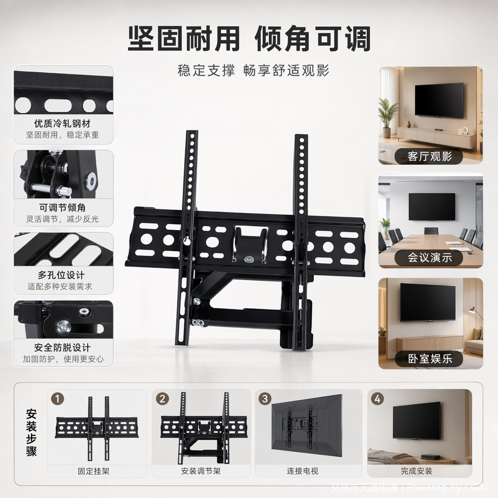 黑色铁艺镜框电视壁挂支架简约欧式装饰镜子