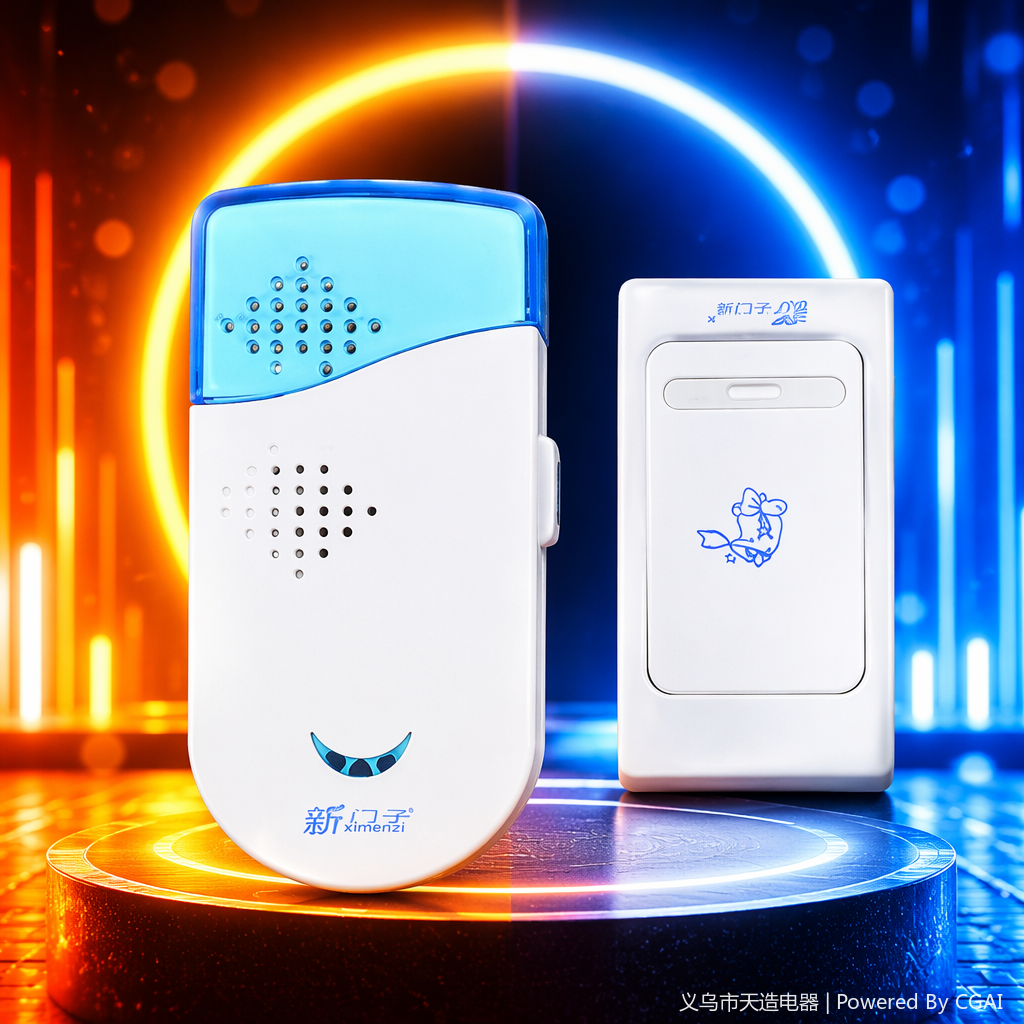 Blue and white striped video doorbell, digital electronic one-button call button, elderly emergency call button Specification image