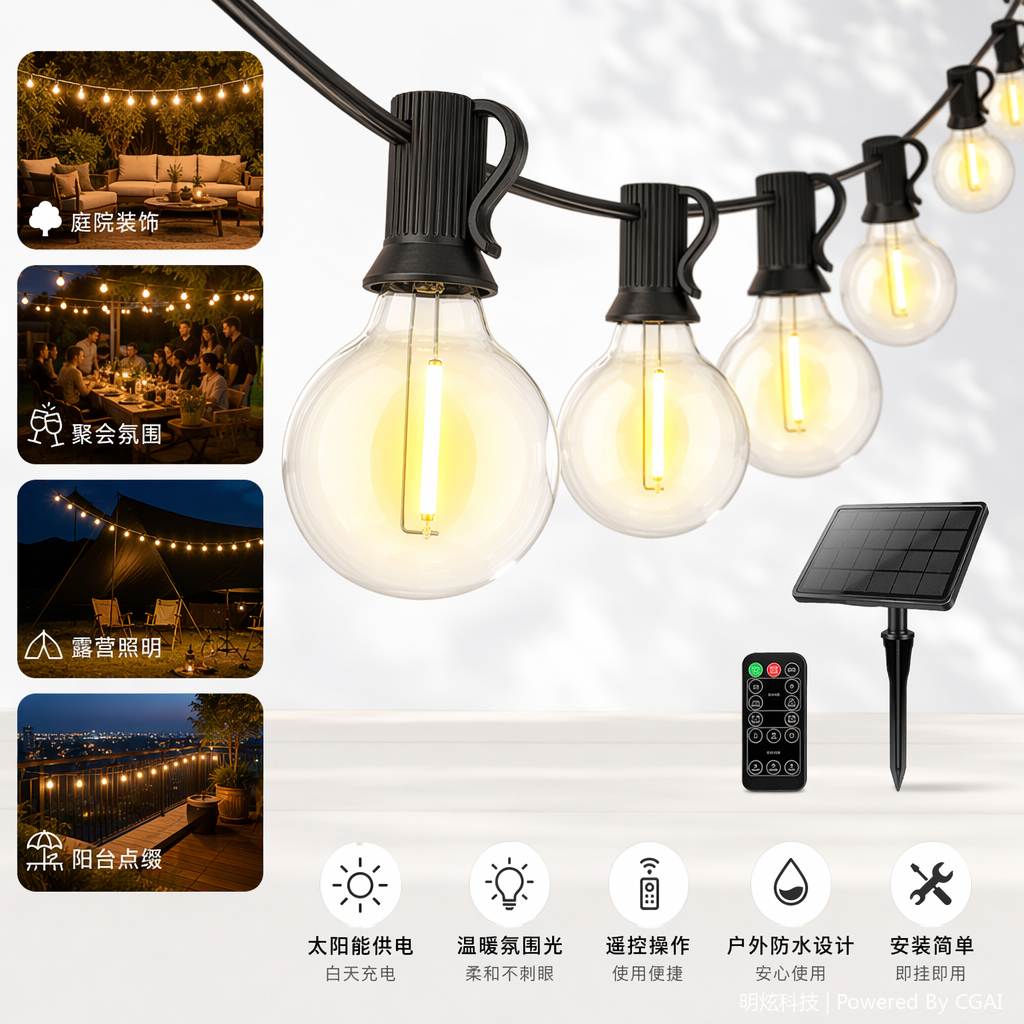 室内LED黑色灯串透明球形灯泡铜线小彩灯圣诞挂件彩灯
