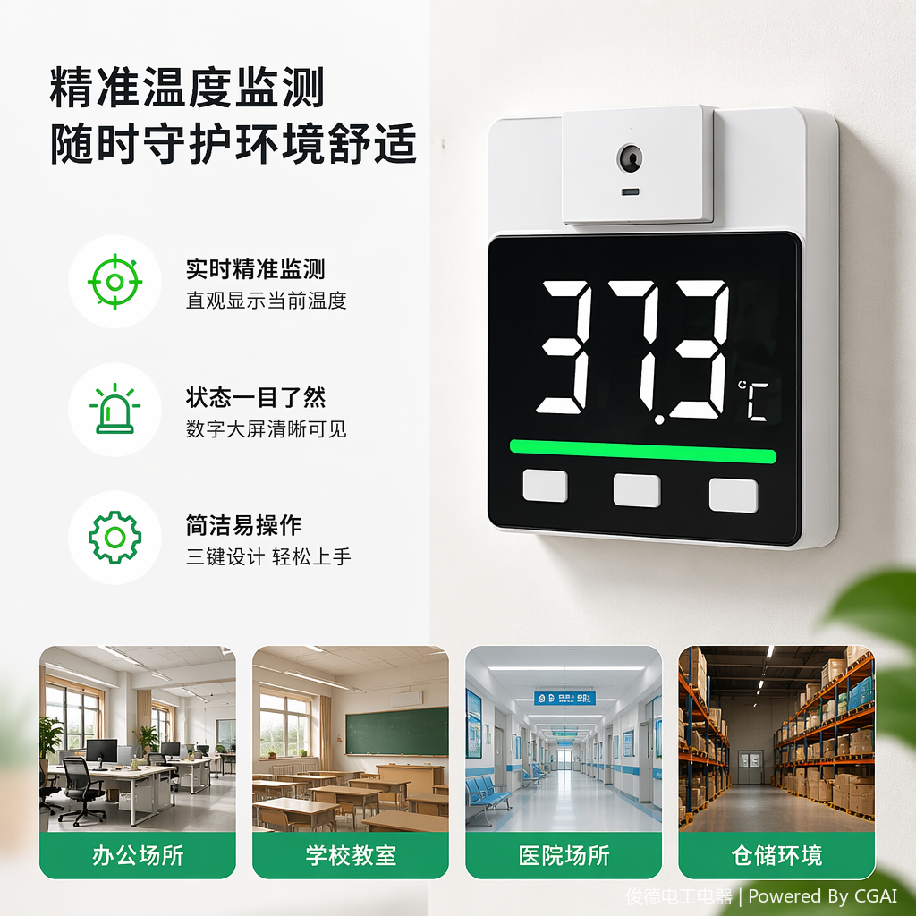 黑色屏幕白色外壳家用玻璃数字温度计