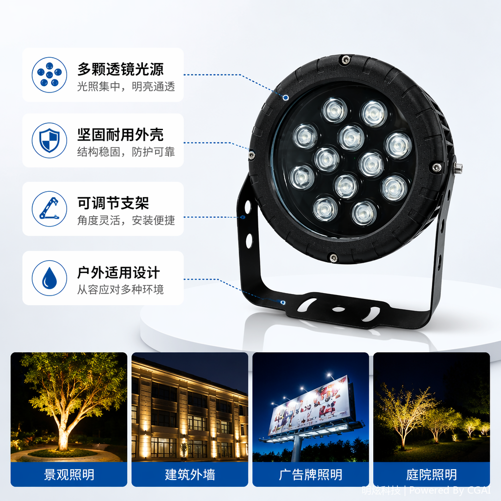 亚明乔泰科技黑色LED太阳能星空投光灯DC