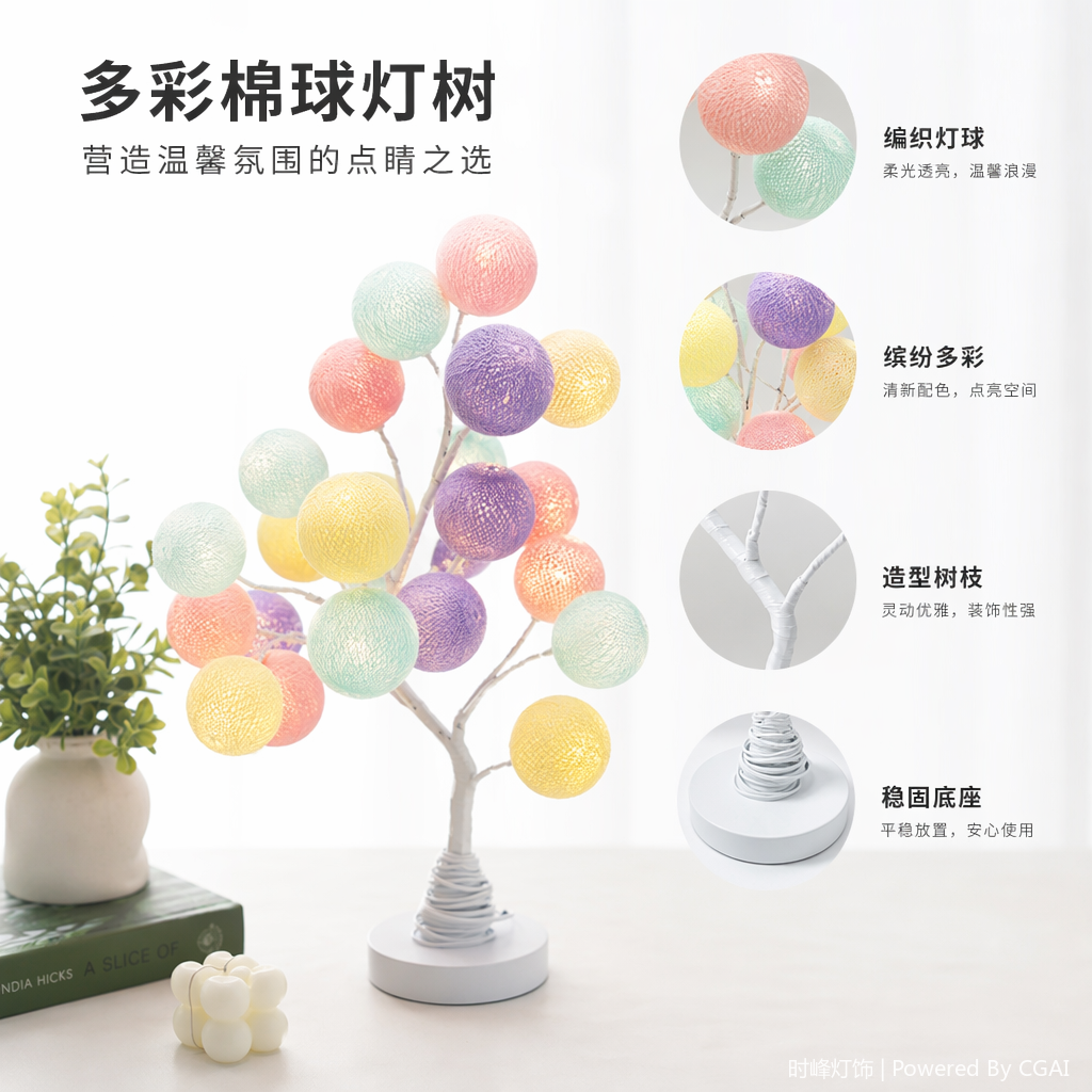 圣诞彩色毛线球装饰树圣诞帽圣诞花环圣诞球挂件