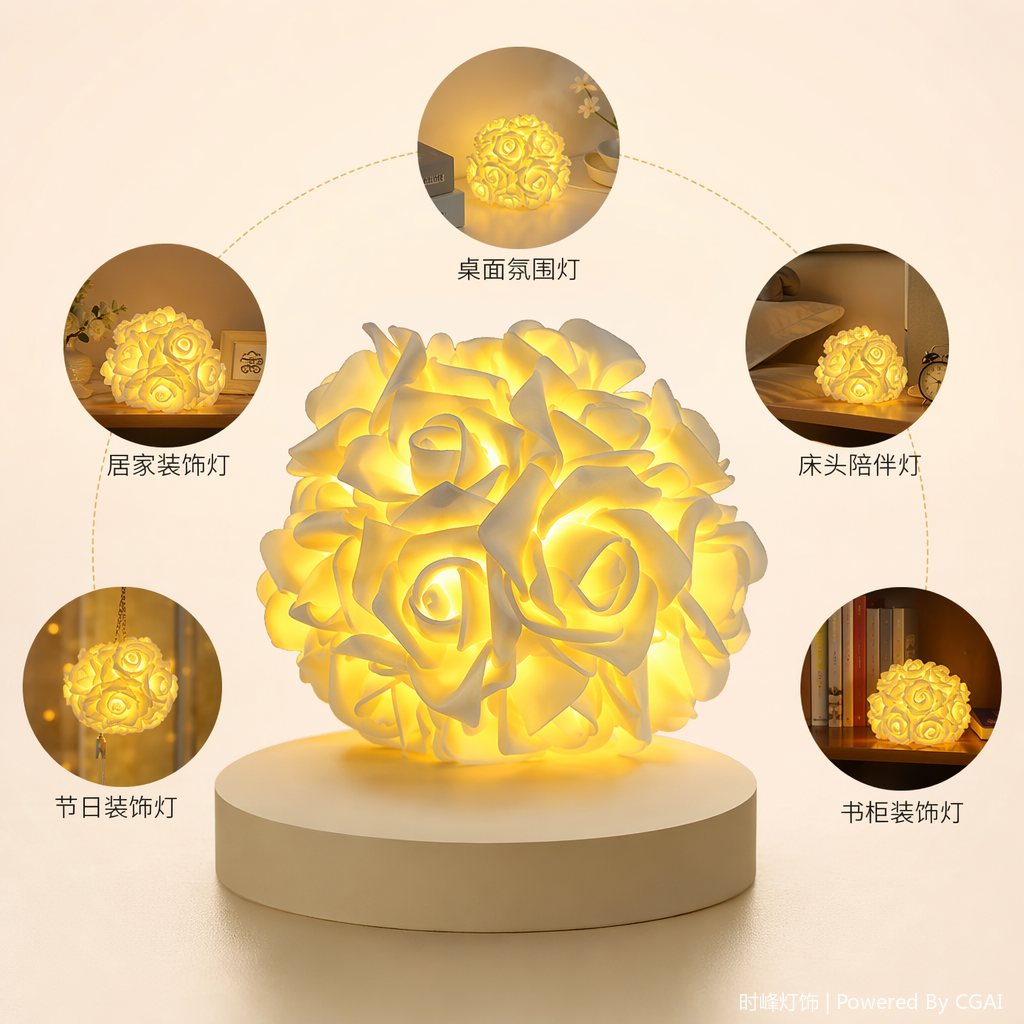 户外白色玫瑰花灯带3mmCOB霓虹灯带