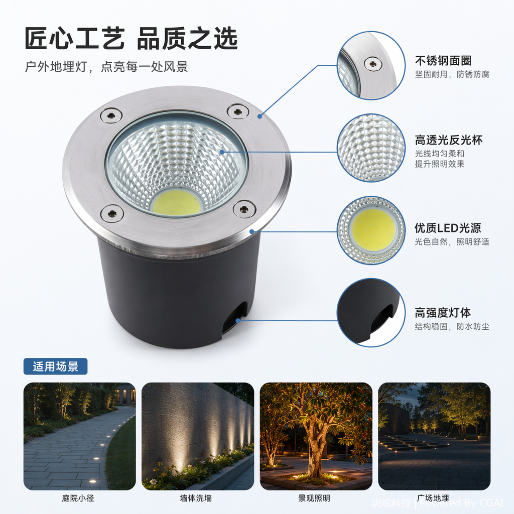 银色金属筒灯嵌入式LED筒灯3W 60mm孔径现代简约