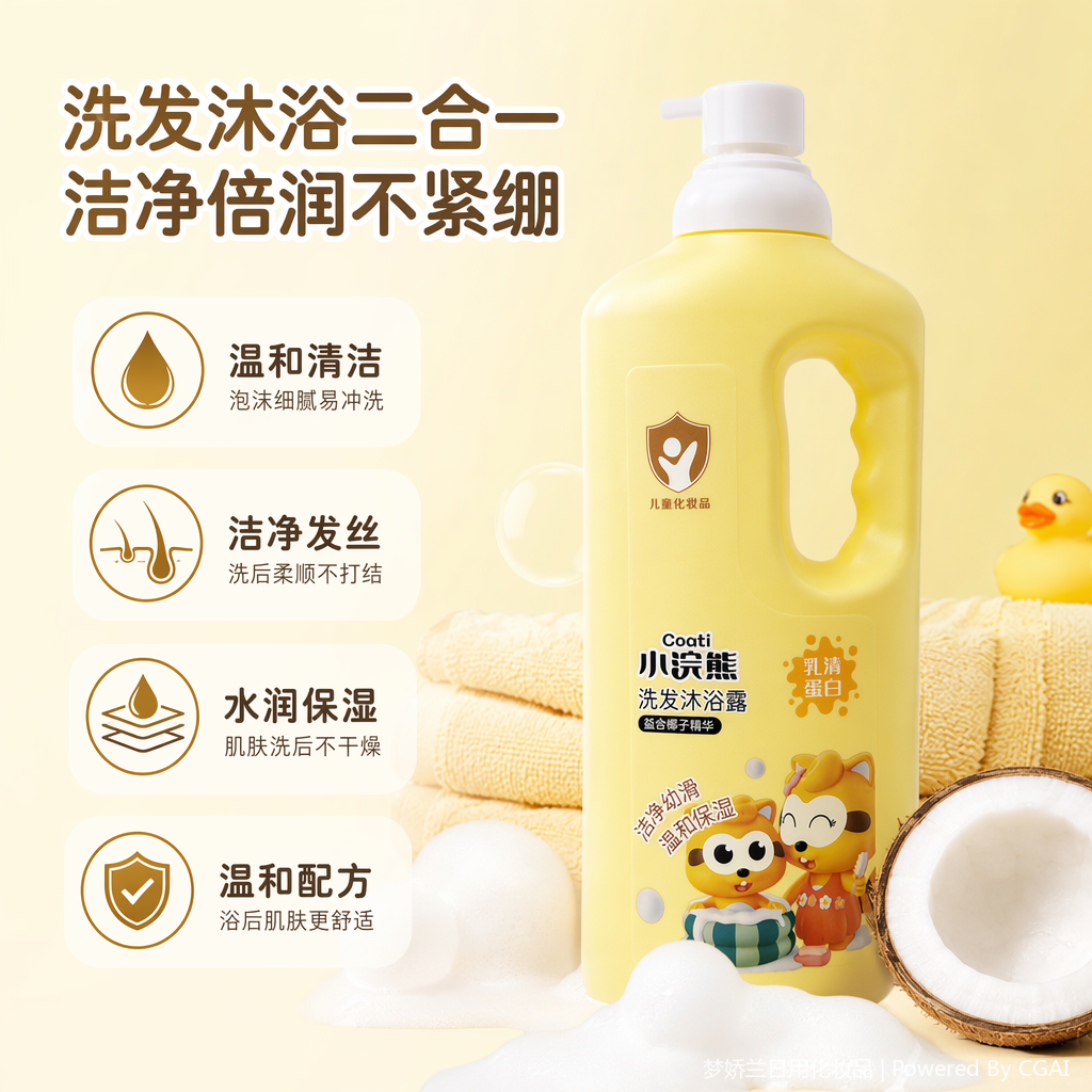 Little Huanxiong Whey Protein Baby Moisturizing Shampoo and Body Wash 2-in-1