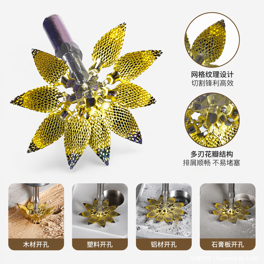 LED黄色网状花朵圣诞氛围灯串 小家电彩灯木制挂件