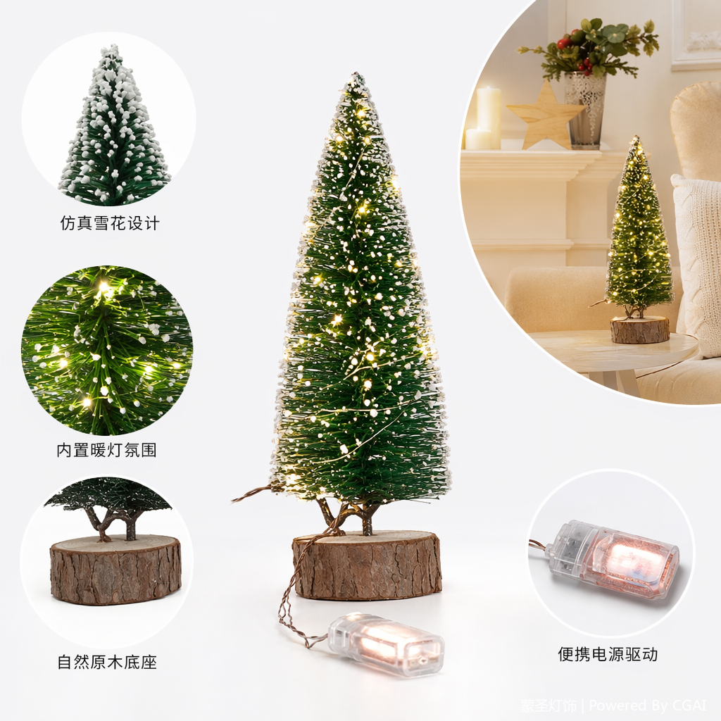 绿色圣诞树装饰品圣诞帽圣诞花环圣诞球圣诞挂件套装