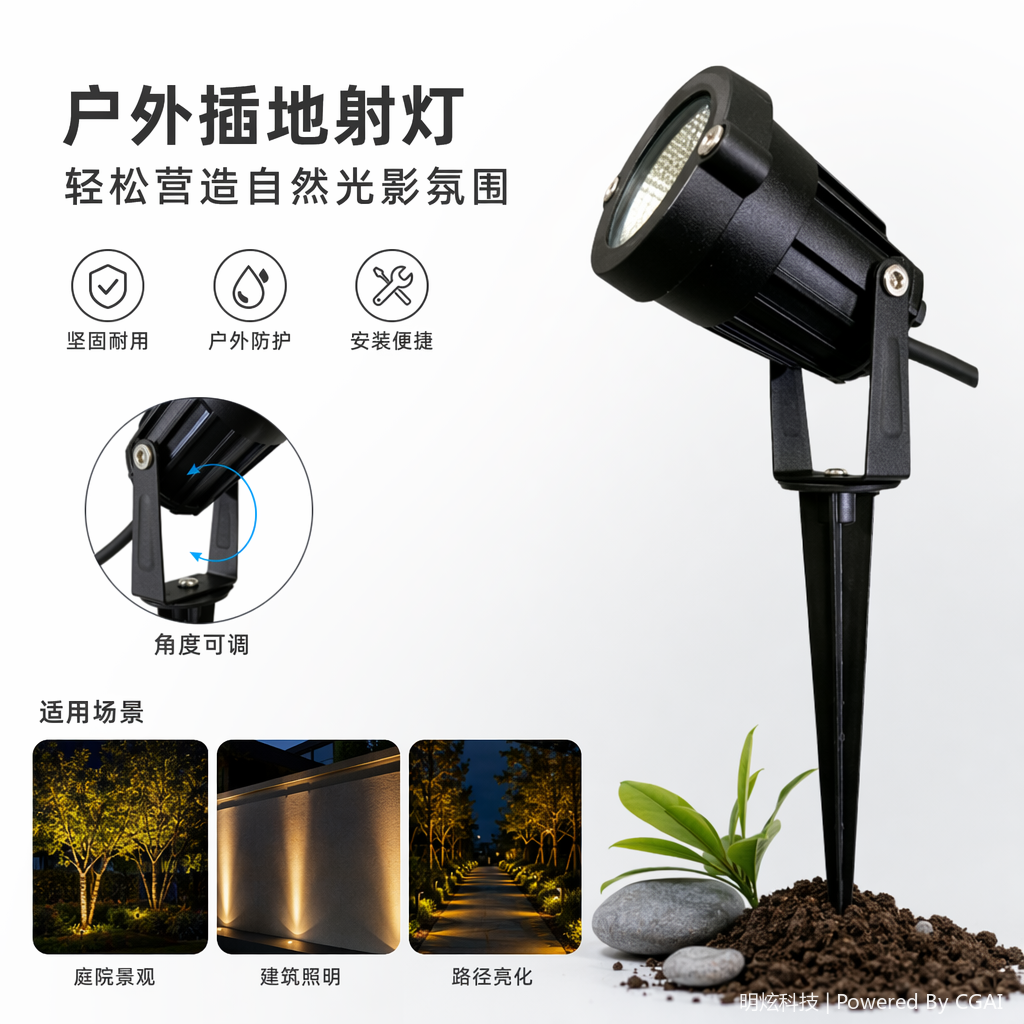 黑色轨道射灯灯具 水池灯 太阳能防水户外照明