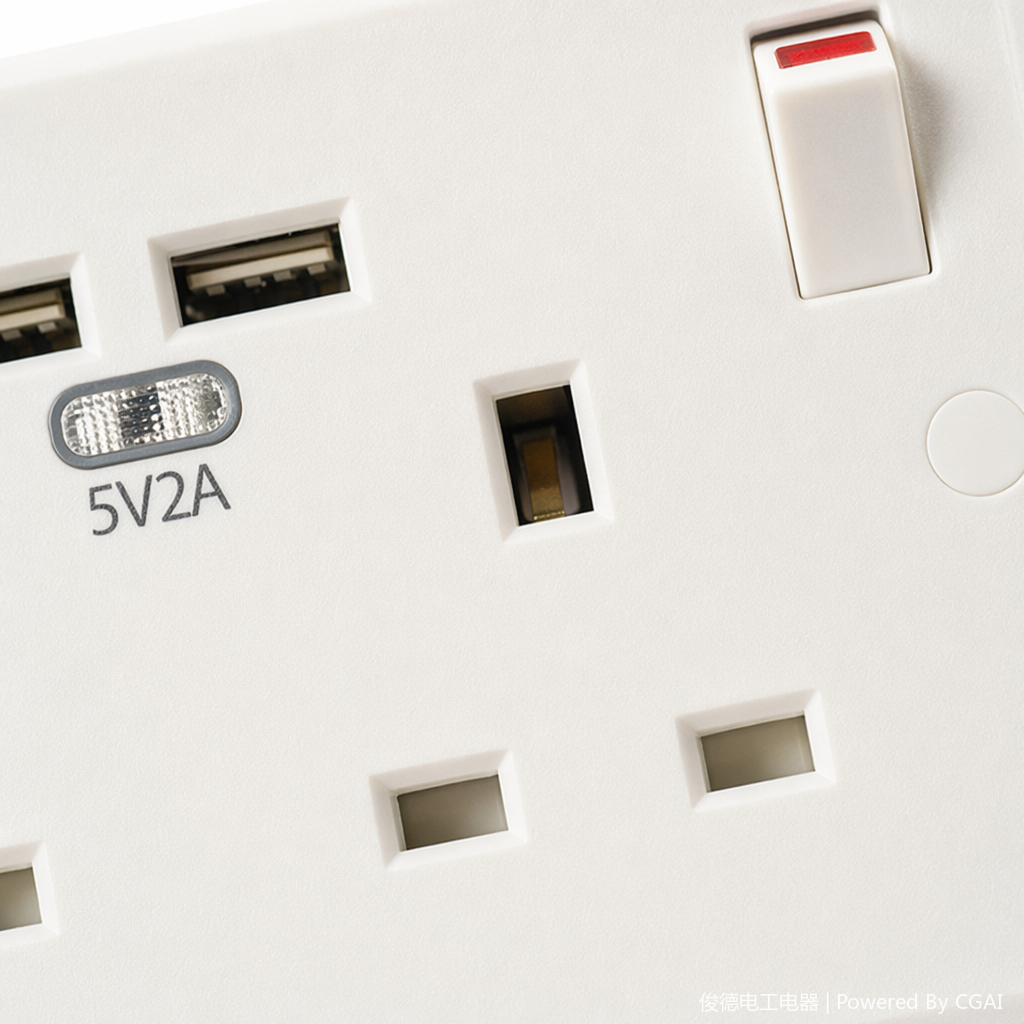 Bull genuine white double-hole USB power strip with protective cover and no wires Application Scenario