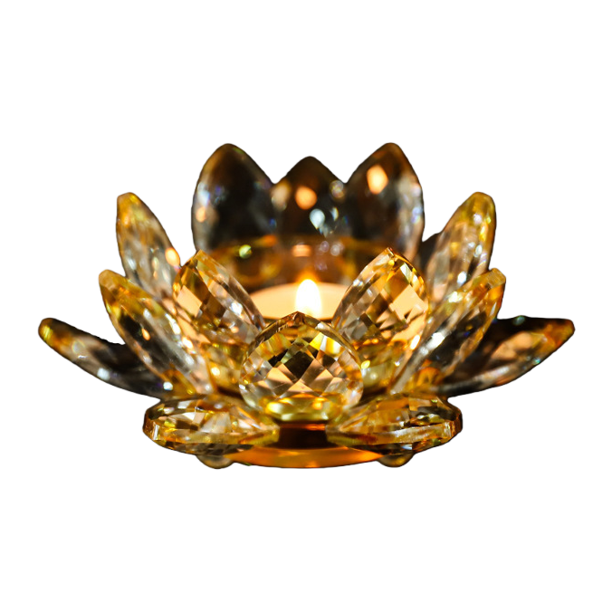 Golden crystal lotus candlestick, scented candle cup, European porcelain, multi-lamp candle vessel, Thai style Item Picture
