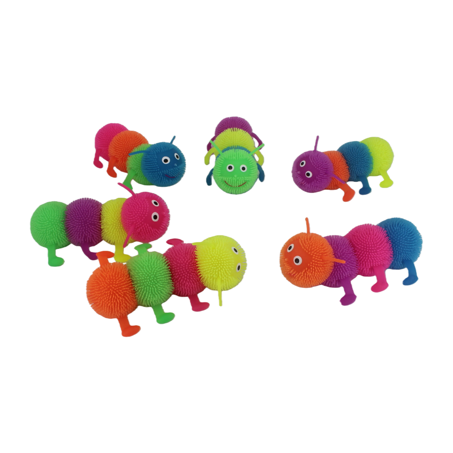 TPR colorful caterpillar flashing doll releases snowflake balls for stress relief Item Picture