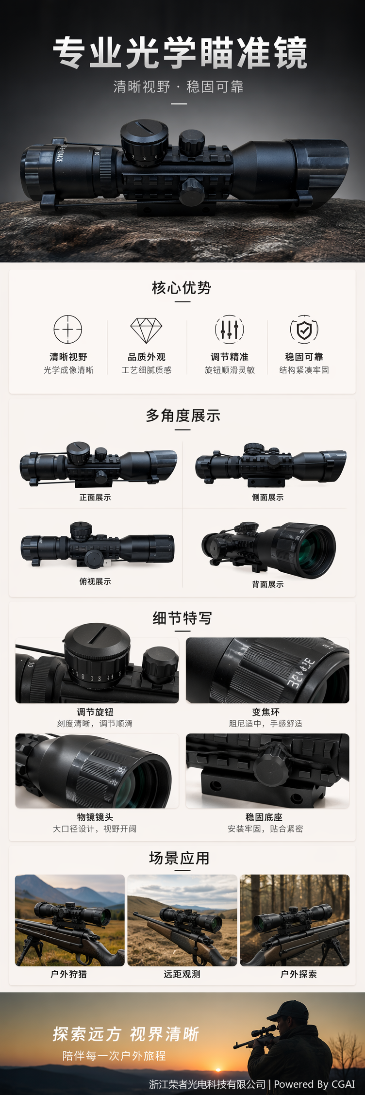 自由虎黑色红点瞄准镜 防水防雾 适配战术导轨 全金属材质 全息红点户外射击配件 M9详情5