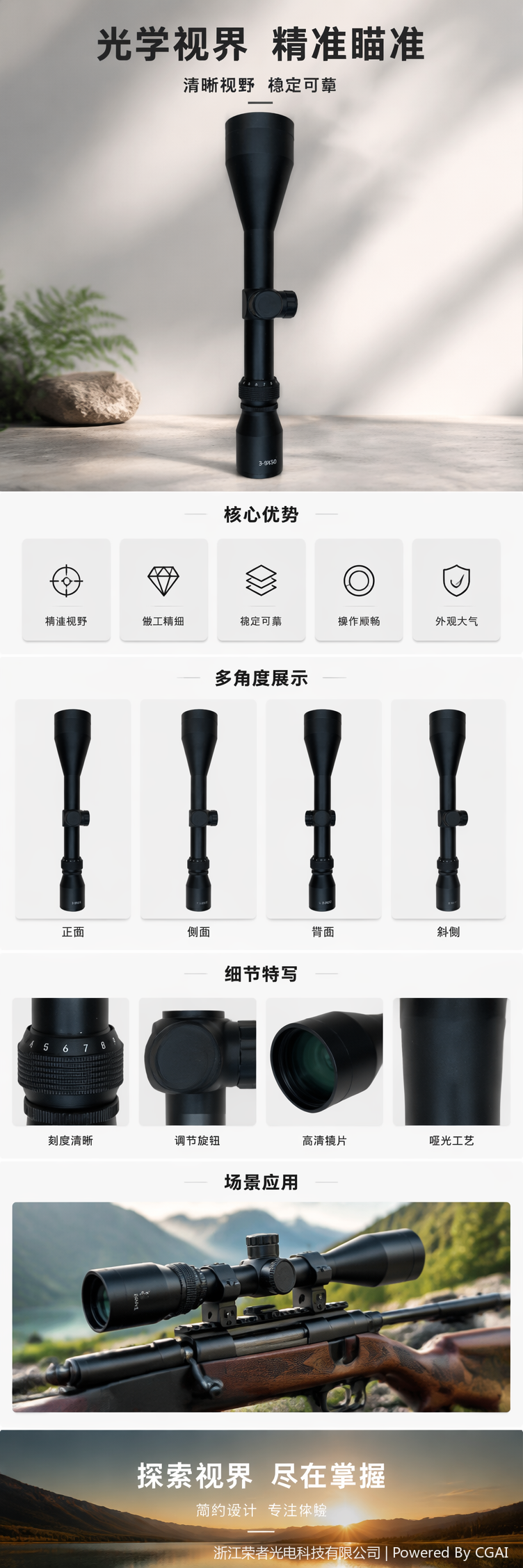 自由虎黑色红点瞄准镜 防水防雾 适配战术导轨 全金属材质 全息红点户外射击配件 可变倍3-9X40102739181详情5