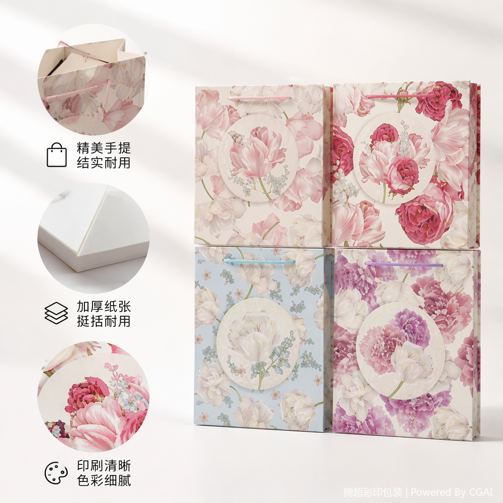 节日礼品包装纸 跑步灯手提外卖袋 纸制礼盒礼品包装