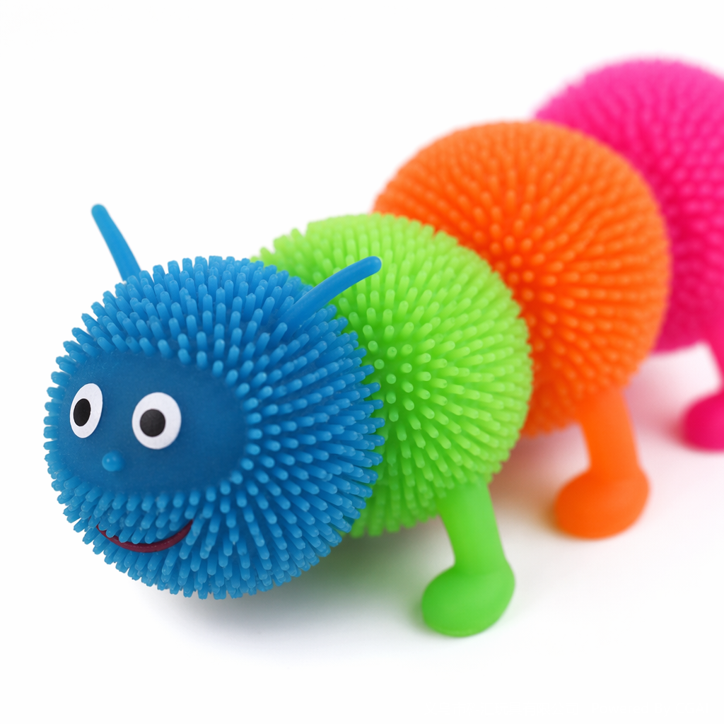 TPR colorful caterpillar flashing doll releases snowflake balls for stress relief Application Scenario