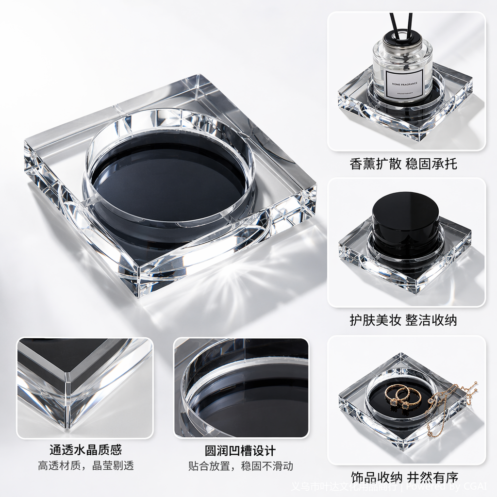 Household transparent crystal disposable ashtray with smoke-extinguishing sand metal aroma diffuser