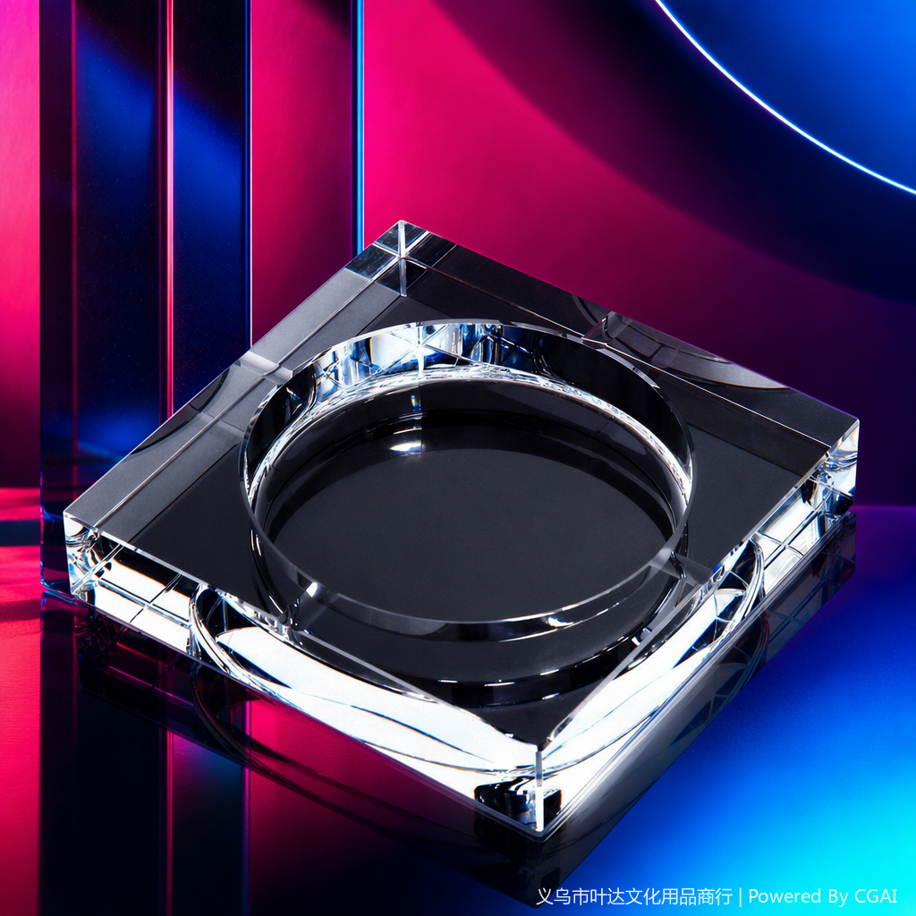 家用透明水晶一次性烟灰缸配灭烟沙金属香薰炉 Specification image