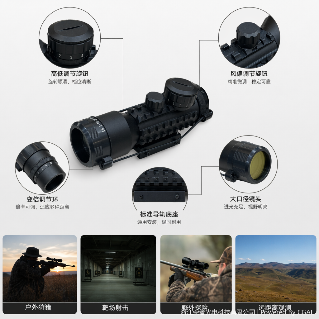 自由虎黑色红点瞄准镜 防水防雾 适配战术导轨 全金属材质 全息红点户外射击配件 M9