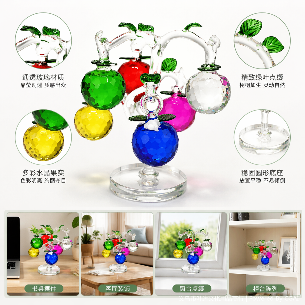 Colored glass fruit tree decorative vessels, diffuser stones, aroma diffusers, acrylic mirror treasure basin ornaments